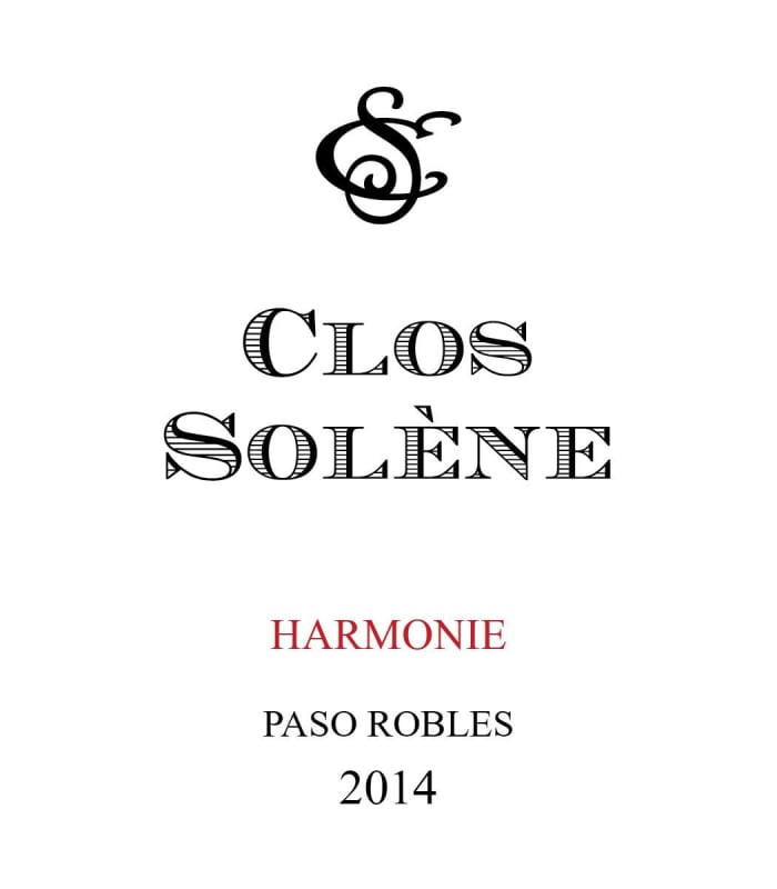 Clos Solene Harmonie Red 2014 Front Label