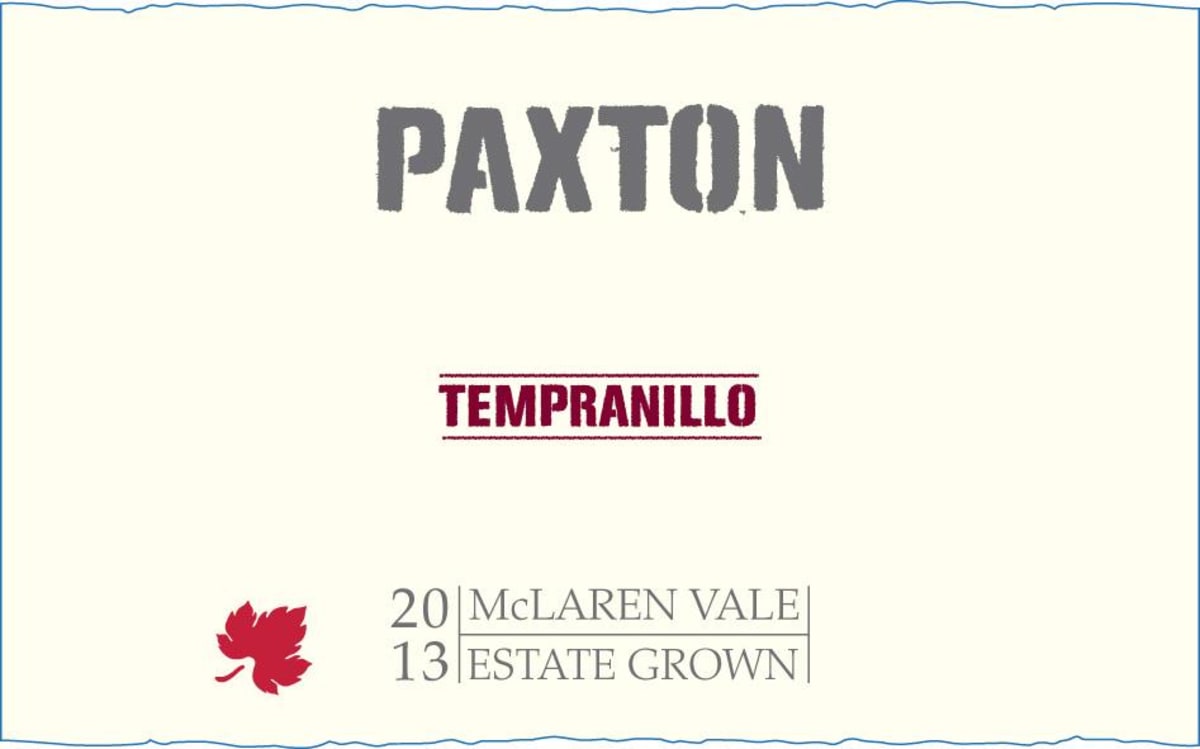 Paxton Vineyards Tempranillo 2013 Front Label