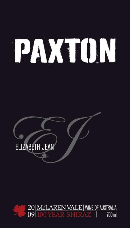 Paxton Vineyards Elizabeth Jean EJ Shiraz 2009 Front Label