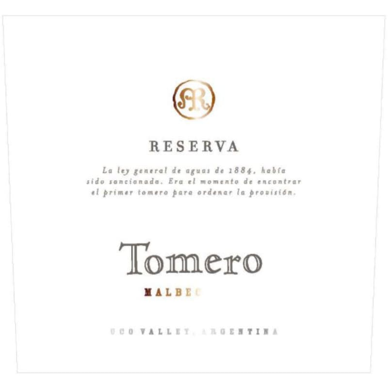 Tomero Reserva Malbec 2016 Front Label