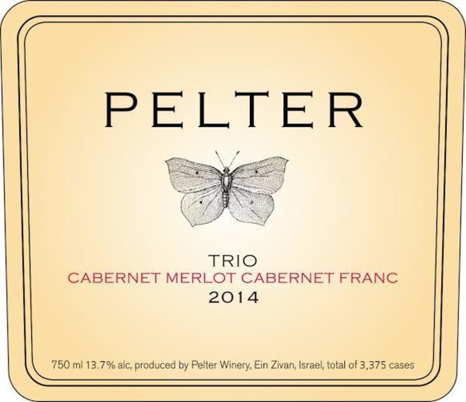 Pelter Winery Trio Cabernet Merlot Cabernet Franc 2014 Front Label