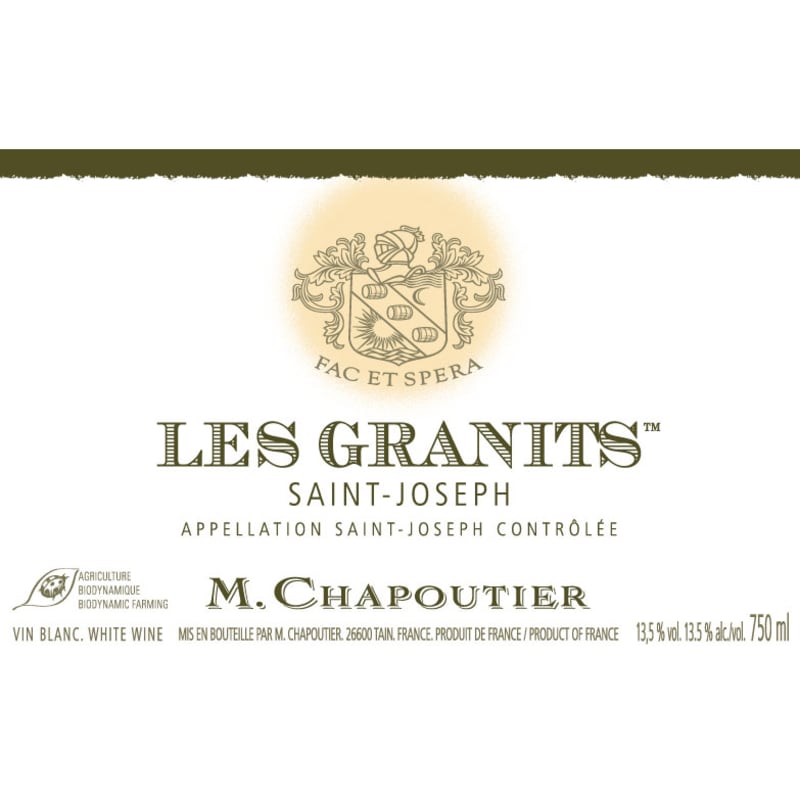 M. Chapoutier Saint-Joseph Les Granits Blanc 2014 Front Label