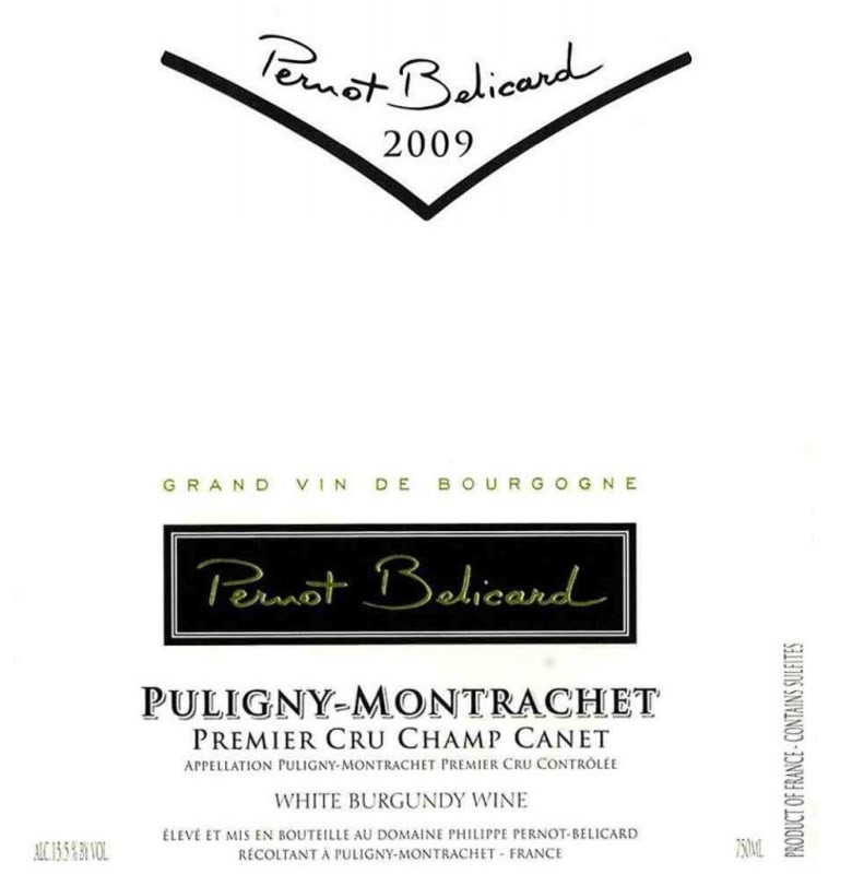 Pernot-Belicard Puligny-Montrachet Champ Canet Premier Cru 2009 Front Label