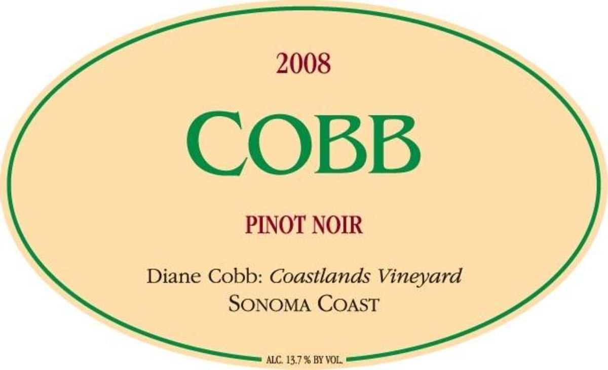 Cobb Wines Diane Cobb Coastlands Vineyard Pinot Noir 2008 Front Label