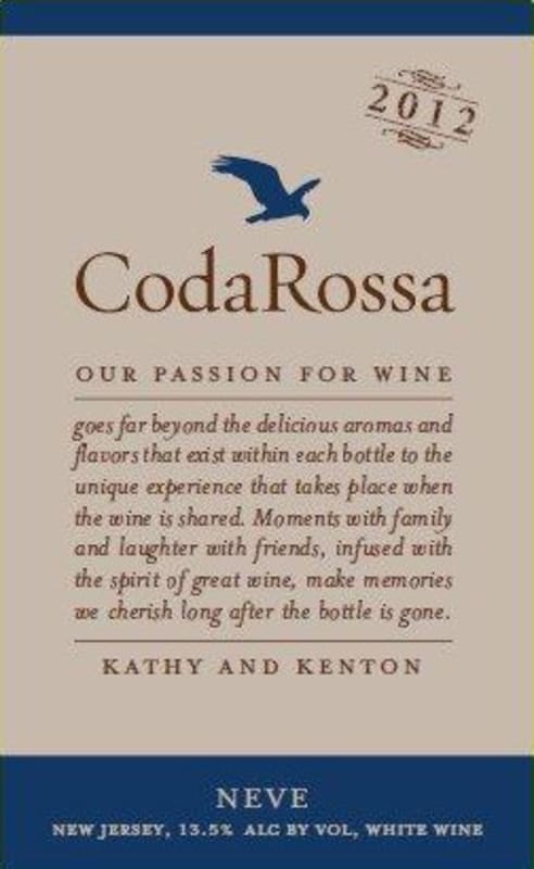 Coda Rossa Winery Neve 2012 Front Label