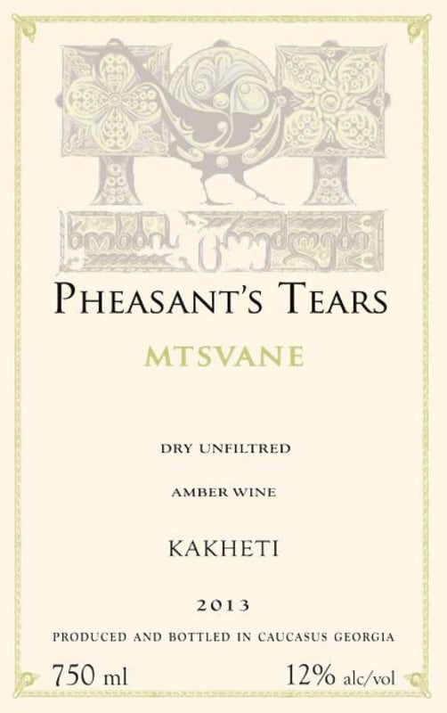 Pheasant's Tears Amber Wine Mtsvane 2013 Front Label