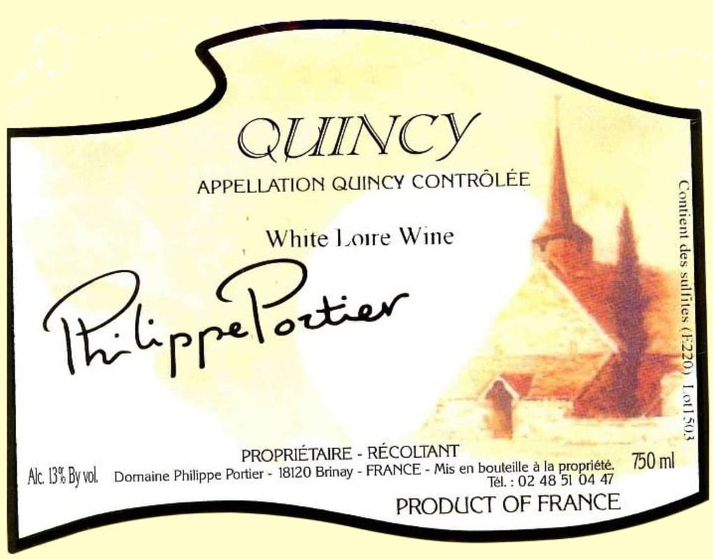 Philippe Portier Quincy 2012 Front Label