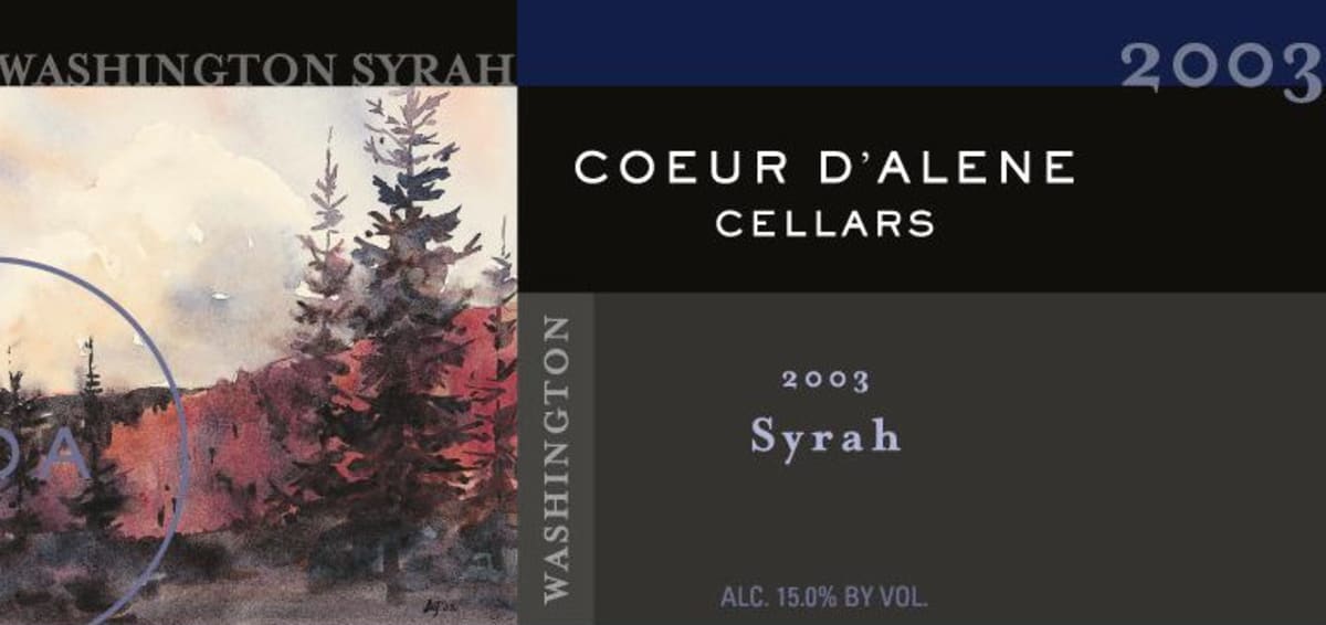 Coeur D'Alene Cellars Syrah 2003 Front Label