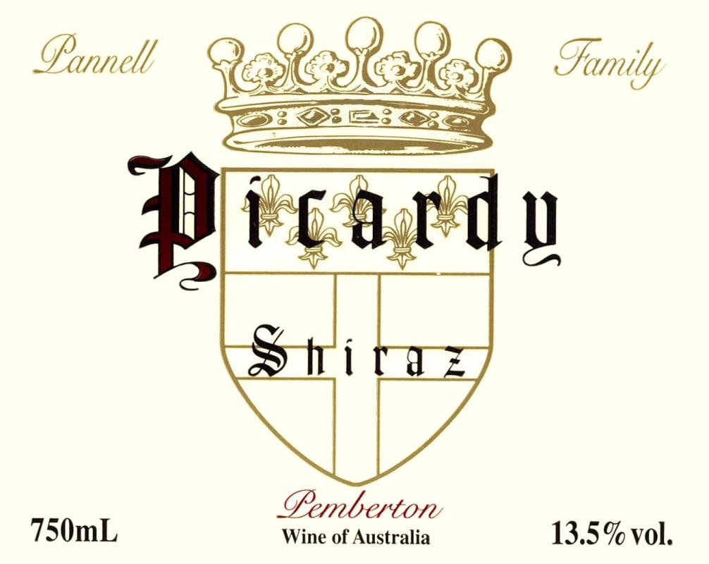 Picardy Shiraz 2011 Front Label