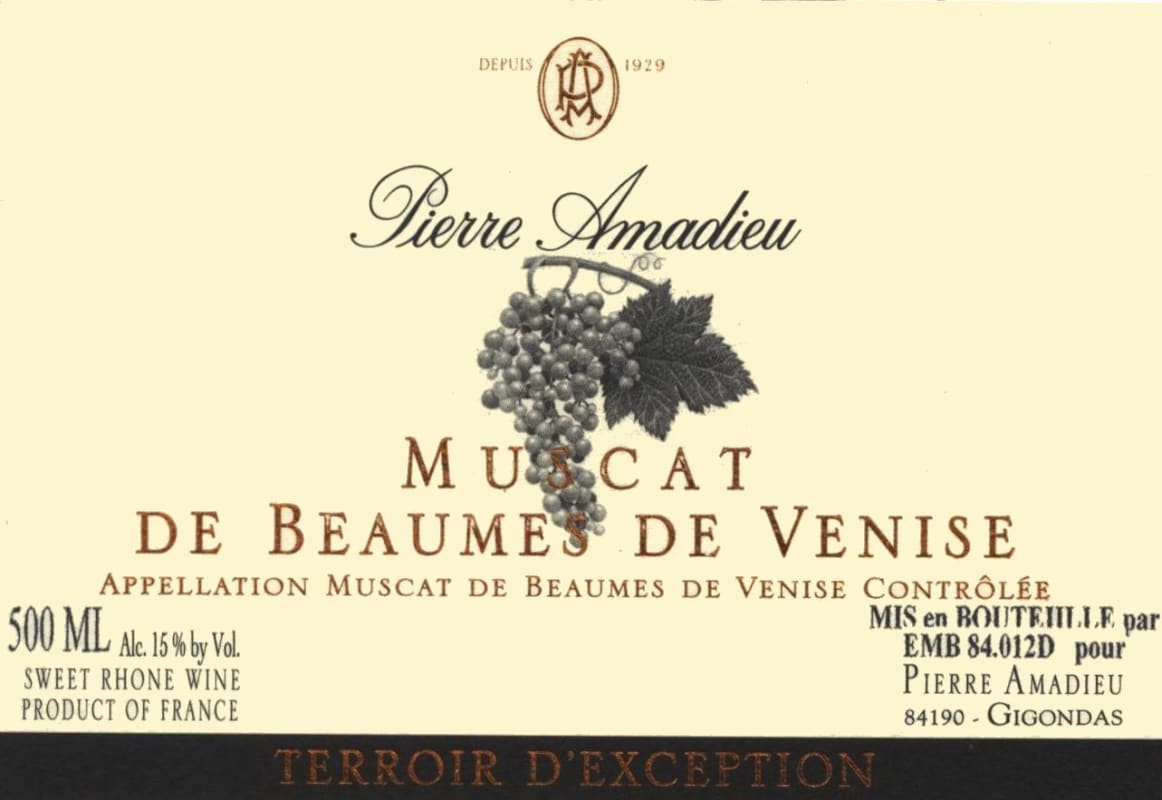 Pierre Amadieu Muscat de Beaumes de Venise 2012 Front Label