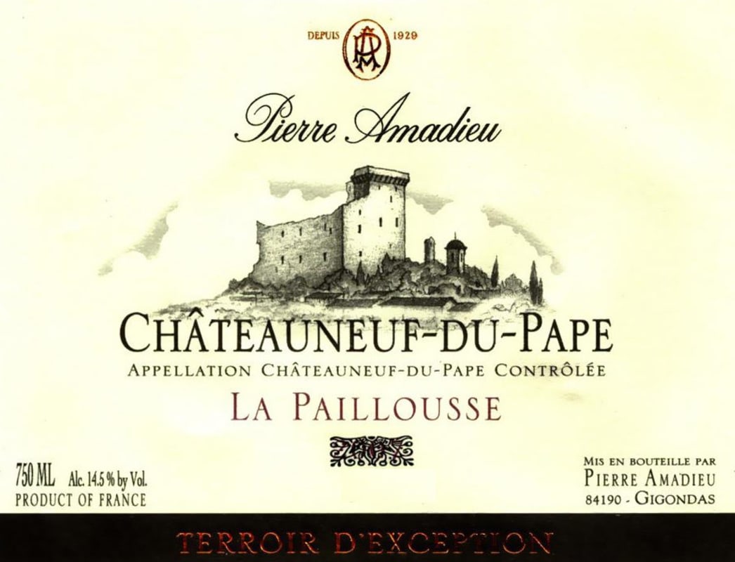 Pierre Amadieu Chateauneuf-du-Pape La Paillousse Blanc 2015 Front Label