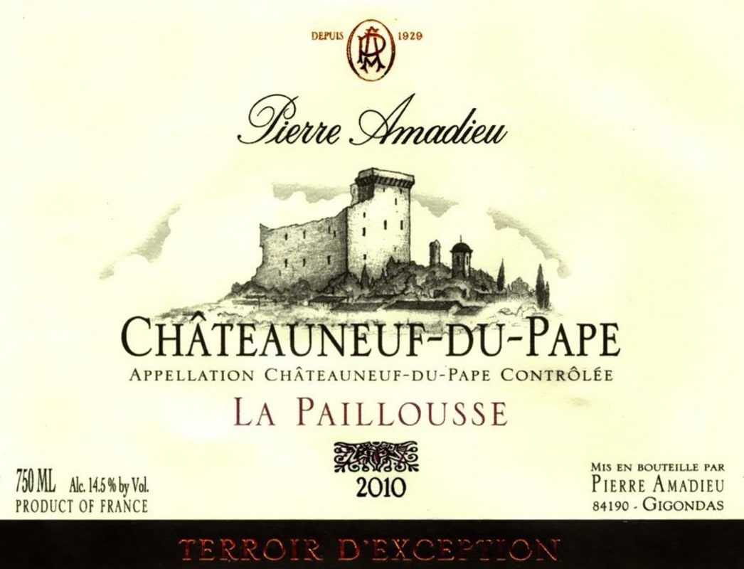 Pierre Amadieu Chateauneuf-du-Pape La Paillousse Blanc 2010 Front Label