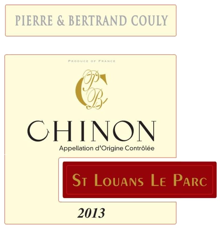 Pierre and Bertrand Couly Chinon St Louans Le Parc 2013 Front Label