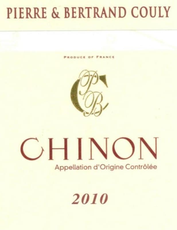 Pierre and Bertrand Couly Chinon Rouge 2010 Front Label