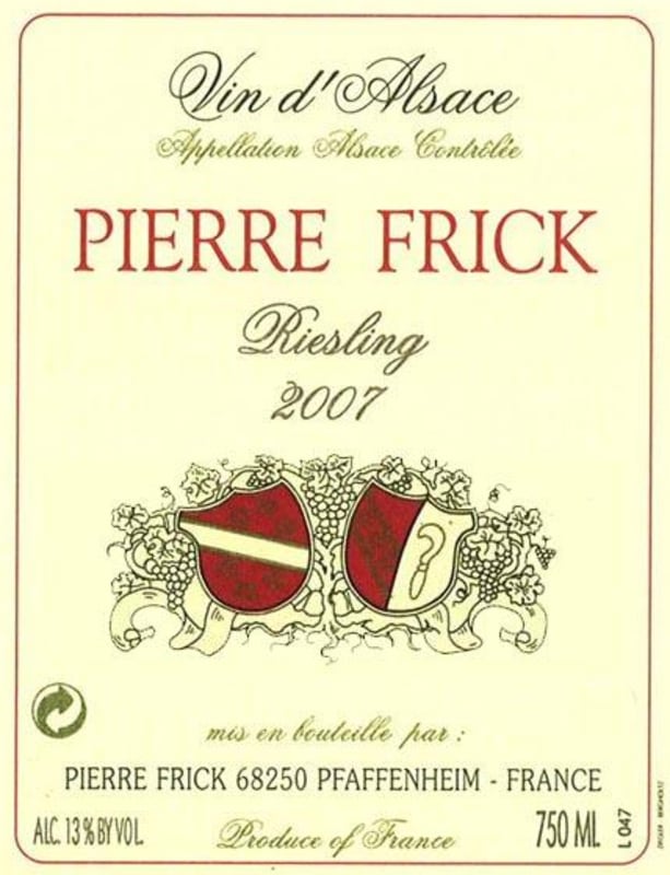 Pierre Frick Riesling 2007 Front Label