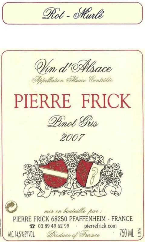 Pierre Frick Rot Murle Pinot Gris 2007 Front Label