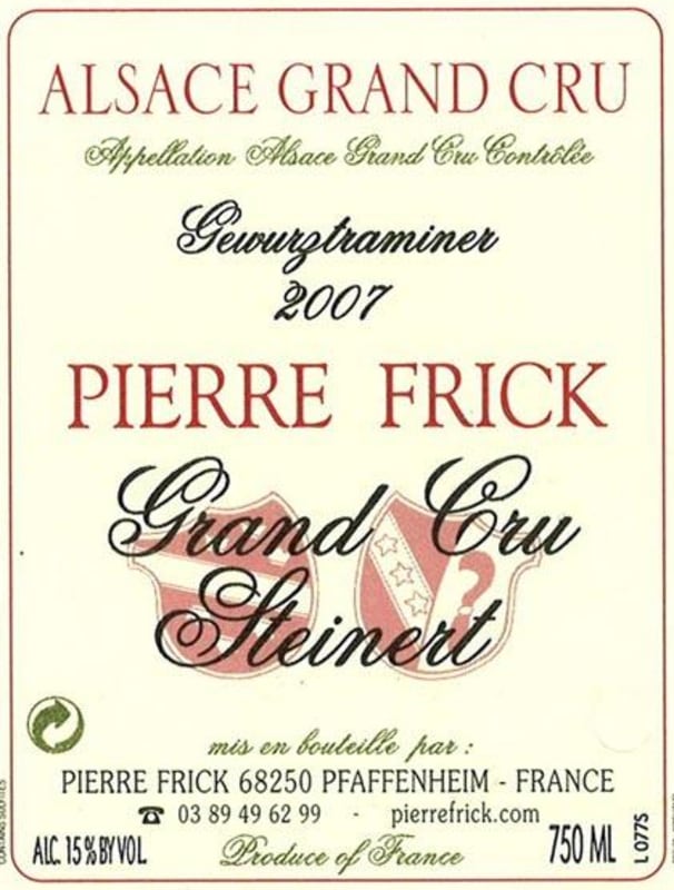 Pierre Frick Steinert Alsace Grand Cru Gewurztraminer 2007 Front Label