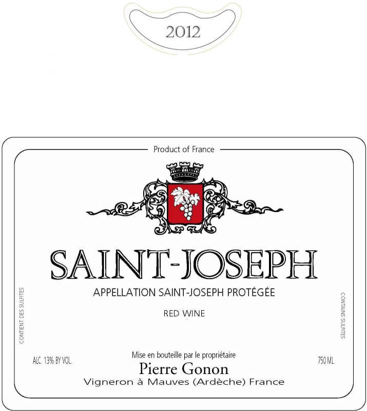 Pierre Gonon Saint-Joseph 2012 Front Label