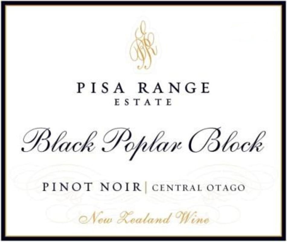 Pisa Range Estate Black Poplar Block Pinot Noir 2013 Front Label