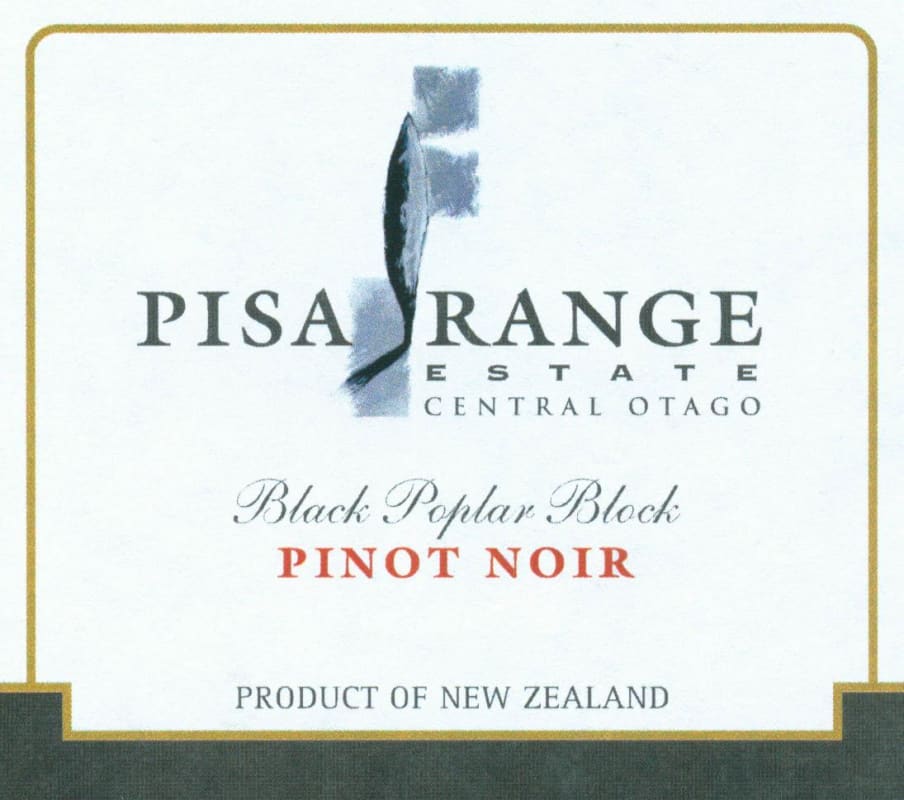 Pisa Range Estate Black Poplar Block Pinot Noir 2009 Front Label