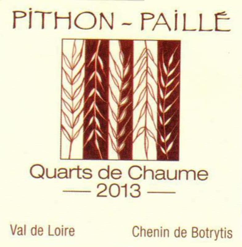 Pithon-Paille Quarts de Chaume 2013 Front Label