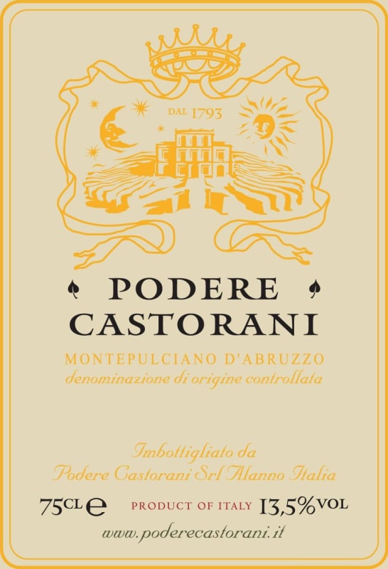 Podere Castorani Montepulciano d'Abruzzo 2008 Front Label