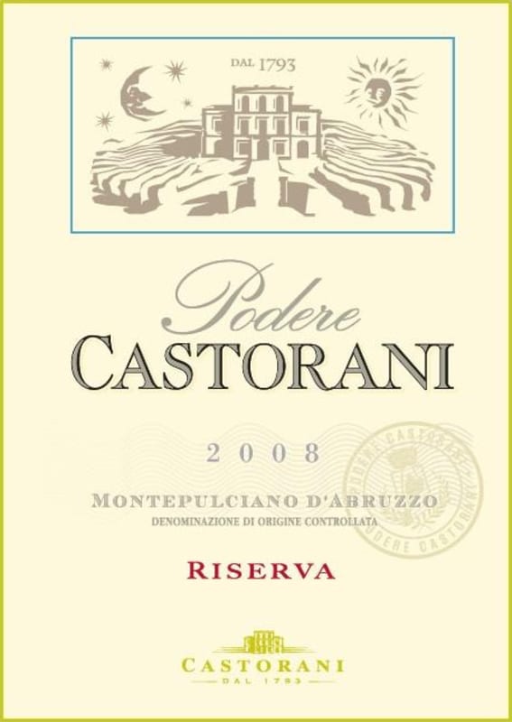 Podere Castorani Montepulciano d'Abruzzo Riserva 2008 Front Label