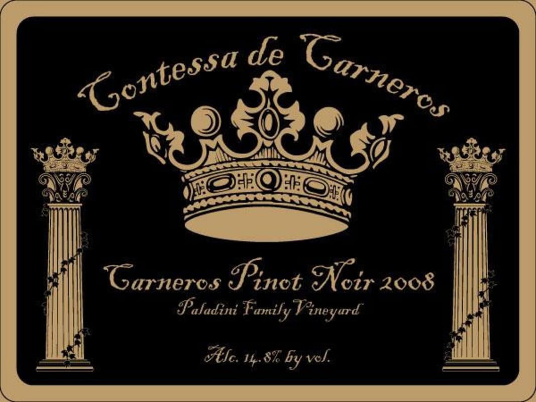 Contessa de Carneros Pinot Noir 2008 Front Label