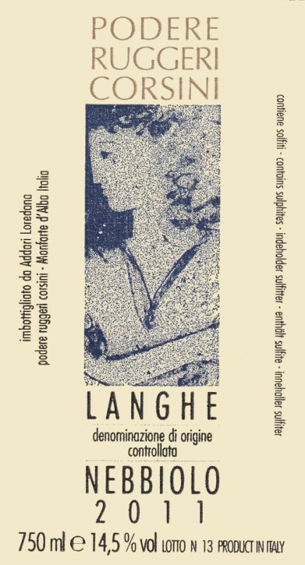 Podere Ruggeri Corsini Langhe Nebbiolo 2011 Front Label