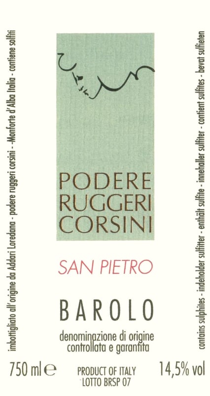Podere Ruggeri Corsini Barolo San Pietro 2008 Front Label