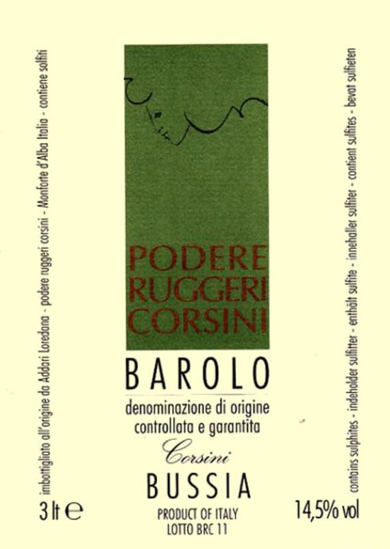 Podere Ruggeri Corsini Barolo Corsini Bussia 2011 Front Label