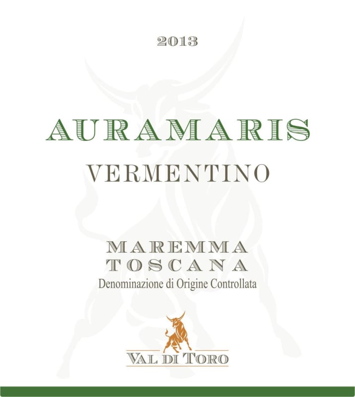 Val di Toro Maremma Toscana Auramaris Vermentino 2013 Front Label