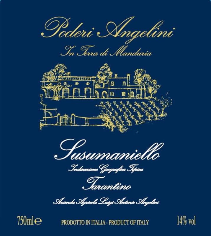 Poderi Anglelini Tarantino Susumaniello 2013 Front Label