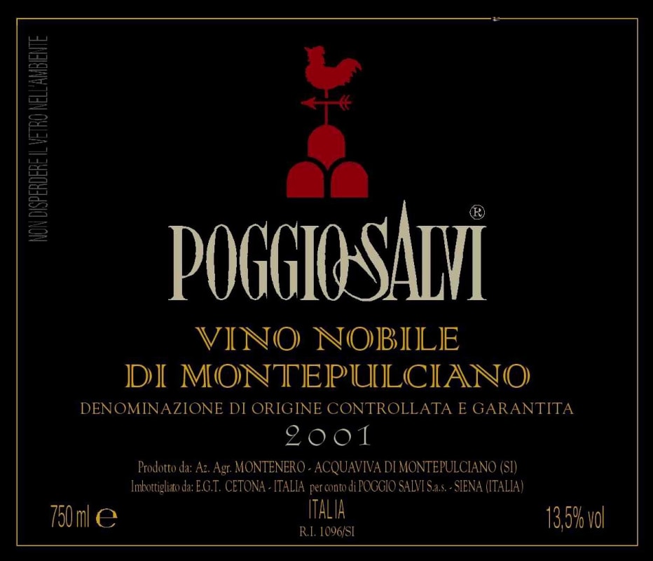 Villa Poggio Salvi Vino Nobile di Montepulciano 2001 Front Label