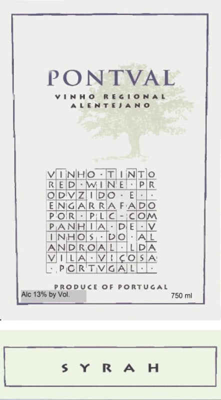 Pontval Wines Syrah 2013 Front Label