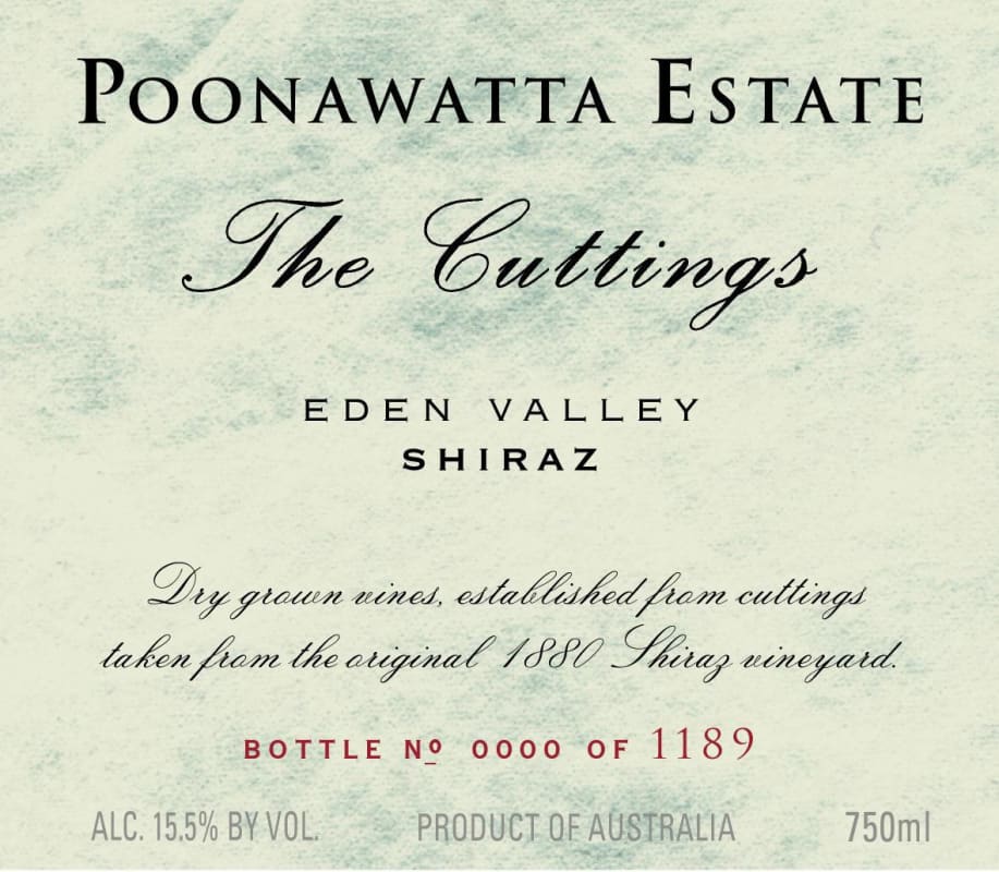 Poonawatta Estate The Cutting Shiraz 2006 Front Label