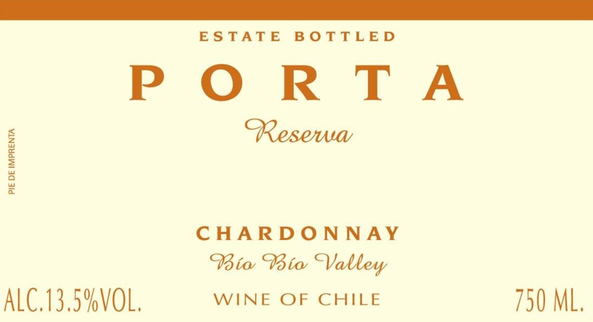 Porta Winery Reserva Chardonnay 2012 Front Label
