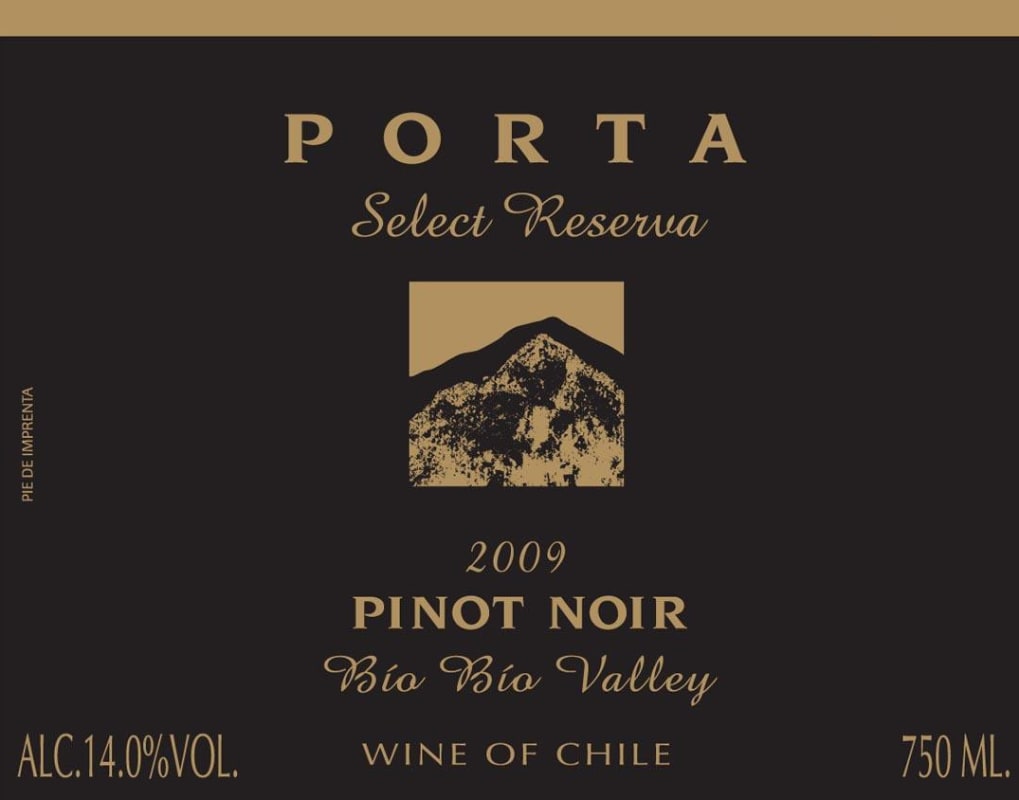 Porta Winery Select Reserva Pinot Noir 2009 Front Label