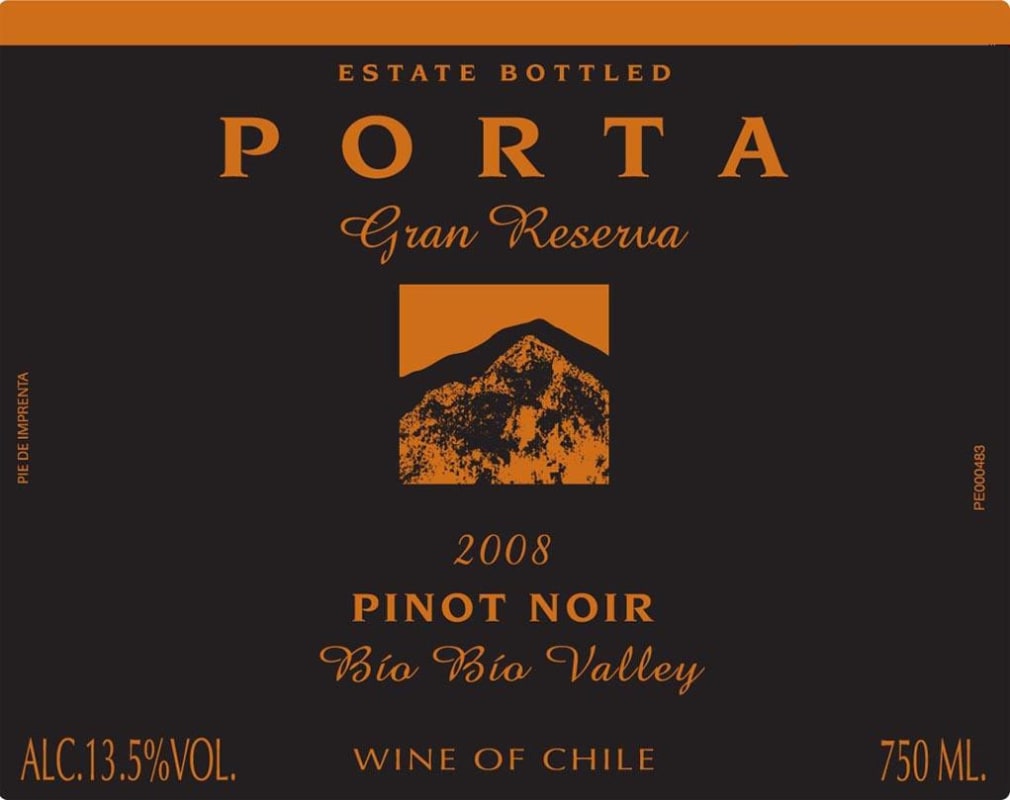 Porta Winery Gran Reserva Pinot Noir 2008 Front Label