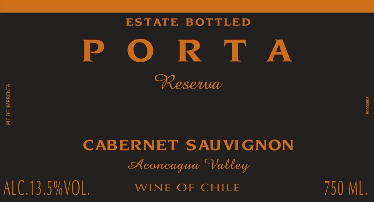 Porta Winery Reserva Cabernet Sauvignon 2013 Front Label