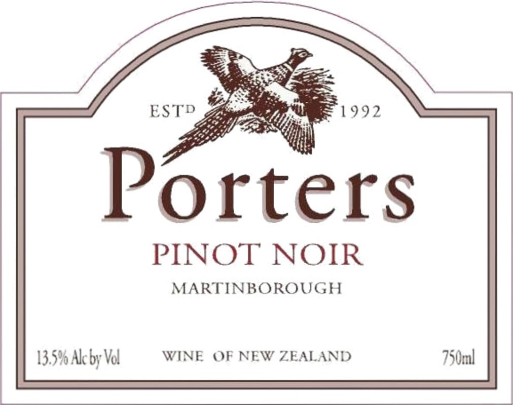 Porters Pinot Pinot Noir 2013 Front Label