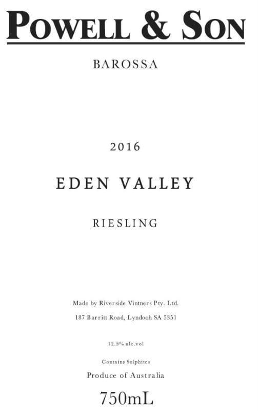 Powell & Son Riesling 2016 Front Label