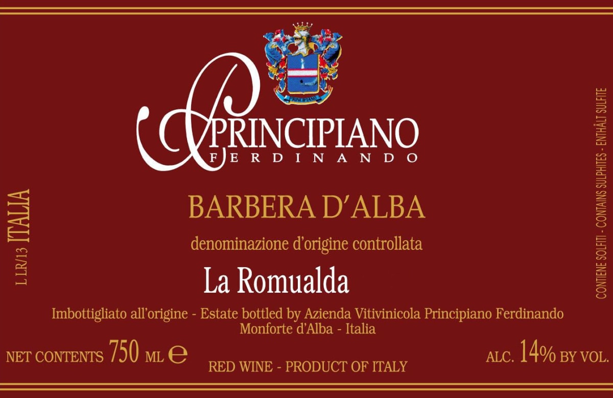 Ferdinando Principiano Barbera d'Alba La Romualda 2013 Front Label