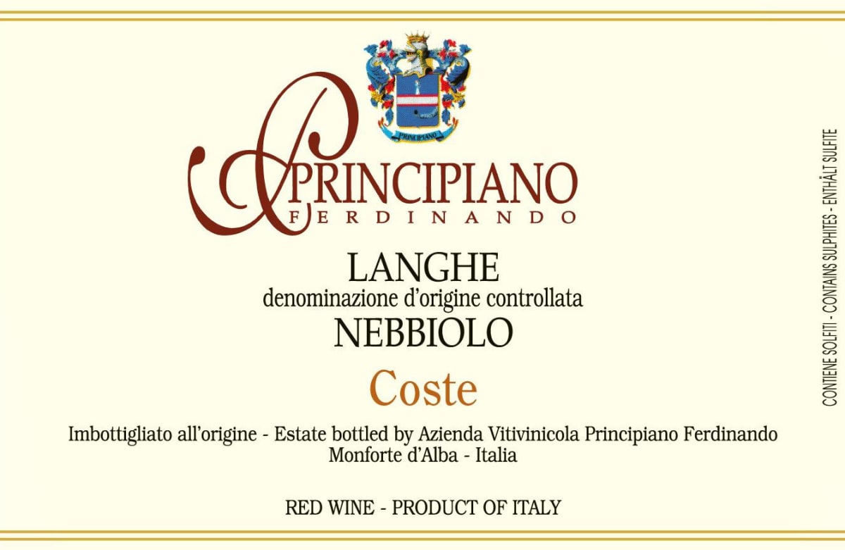 Ferdinando Principiano Langhe Coste Nebbiolo 2014 Front Label