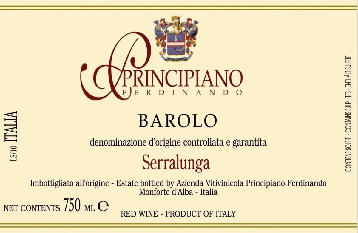 Ferdinando Principiano Barolo Serralunga 2010 Front Label