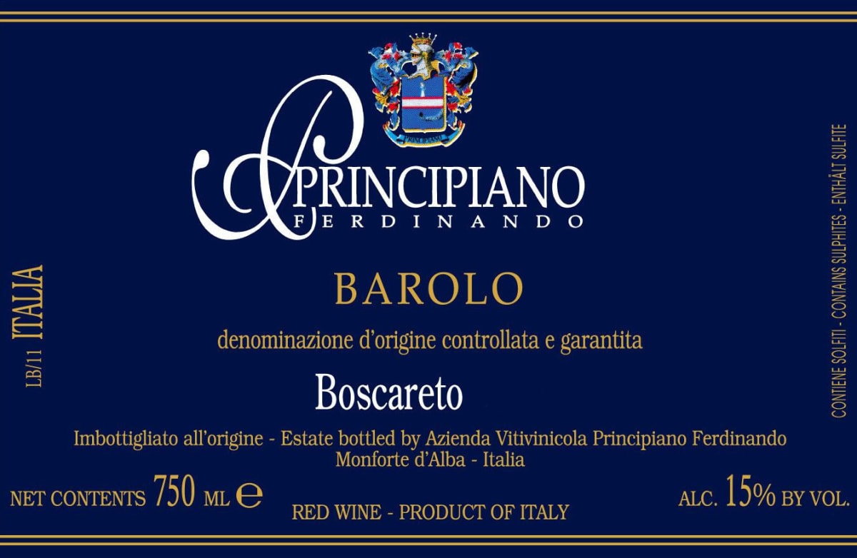 Ferdinando Principiano Barolo Boscareto 2008 Front Label