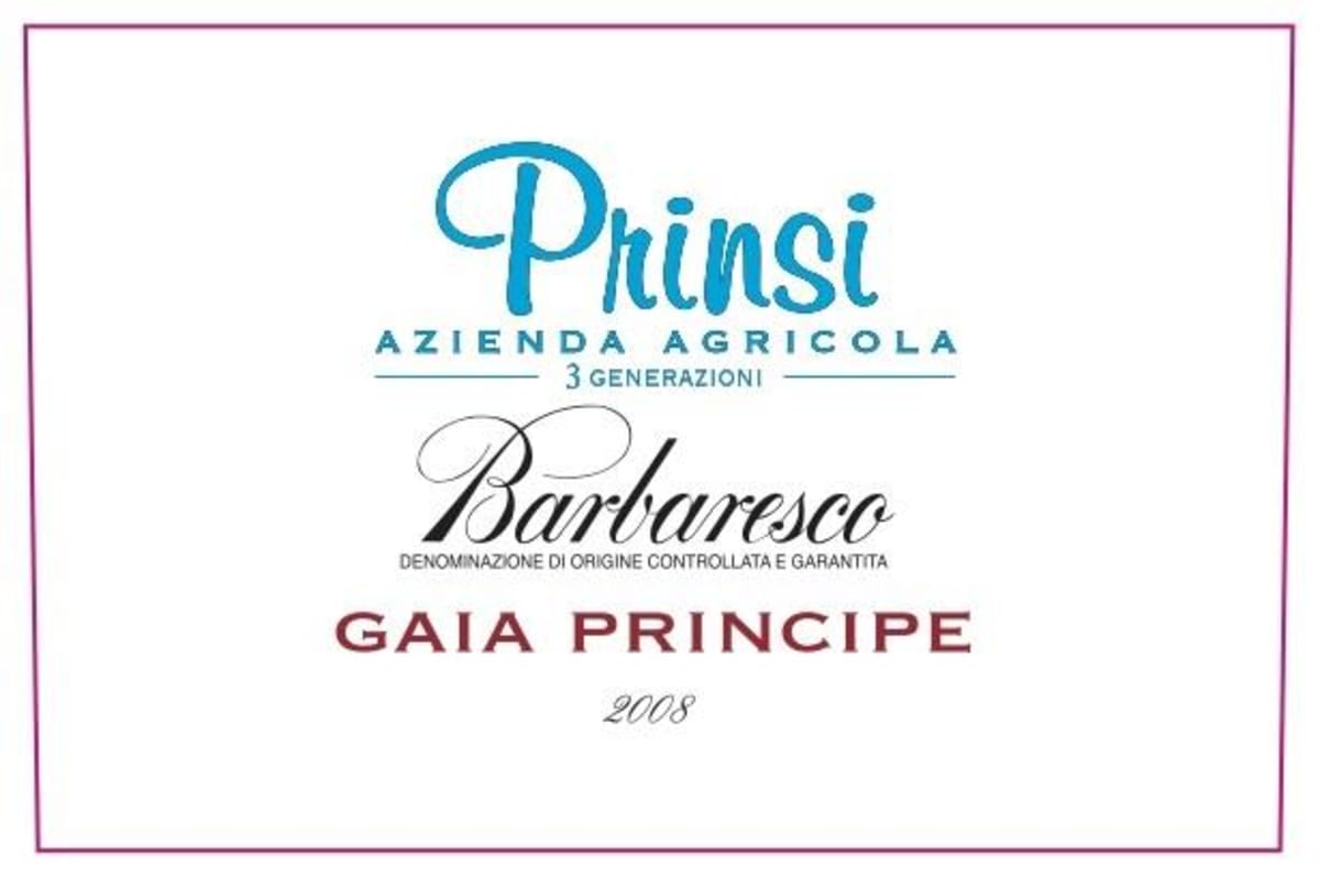 Prinsi Barbaresco Gaia Principe 2008 Front Label