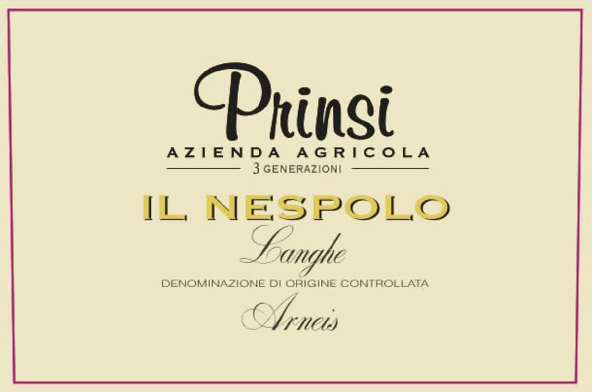 Prinsi Langhe Il Nespolo Arneis 2014 Front Label