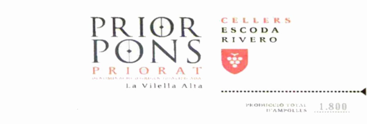 Prior Pons Cellers Escoda Rivero 2010 Front Label