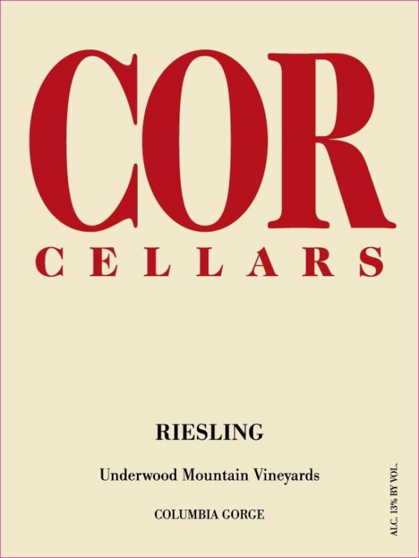 COR Cellars Underwood Mountain Vineyards Riesling 2012 Front Label